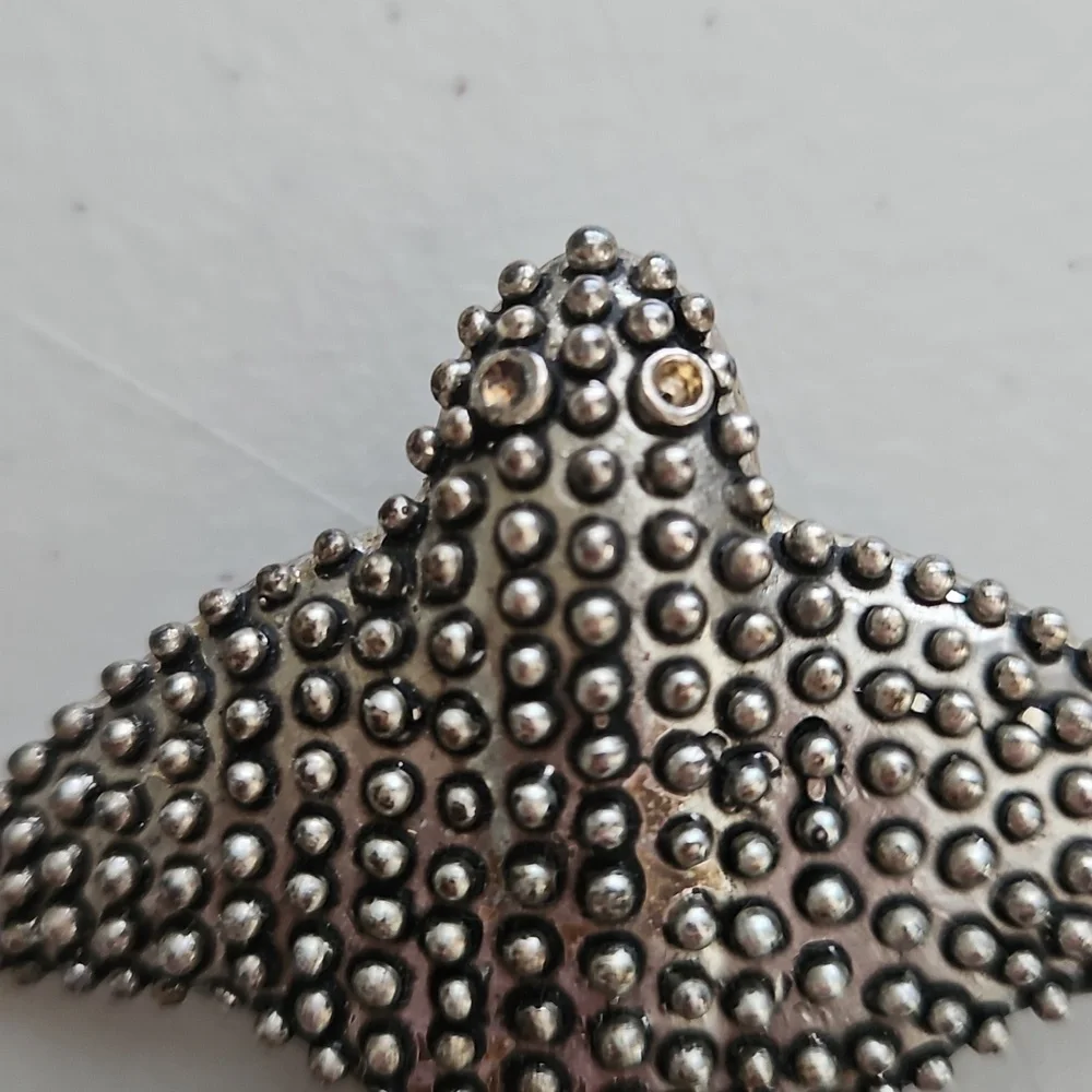 Silvertone & Rhinestone Eyes Sting Ray 3D Brooch